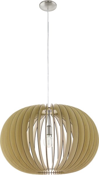 Grande lampada a sospensione in legno marrone chiaro LED adatto Ø 70cm altezza 200cm
