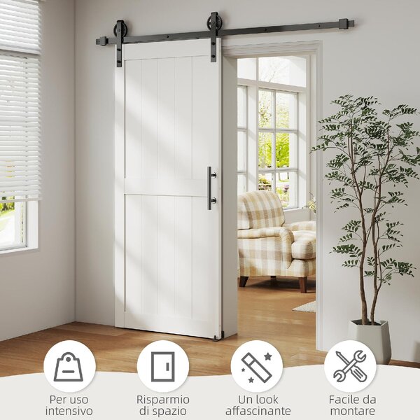 DecHome Porta Scorrevole 81.3x213.4 cm Kit Montaggio Binario Rulli colore Legno