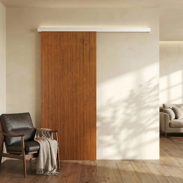 DecHome Porta Scorrevole 90x210 cm Kit Montaggio Binario Effetto Legno colore Marrone