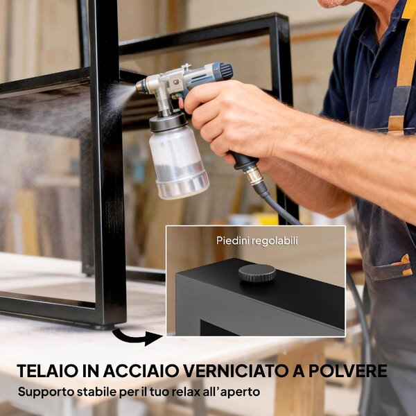 VivaGarden Salotto da Giardino con 2 Sedie e Tavolino con Cuscini in Acciaio/Textilene colore Grigio