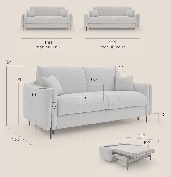 Gregory Divano letto con materasso h18 cm in microfibra effetto vellut