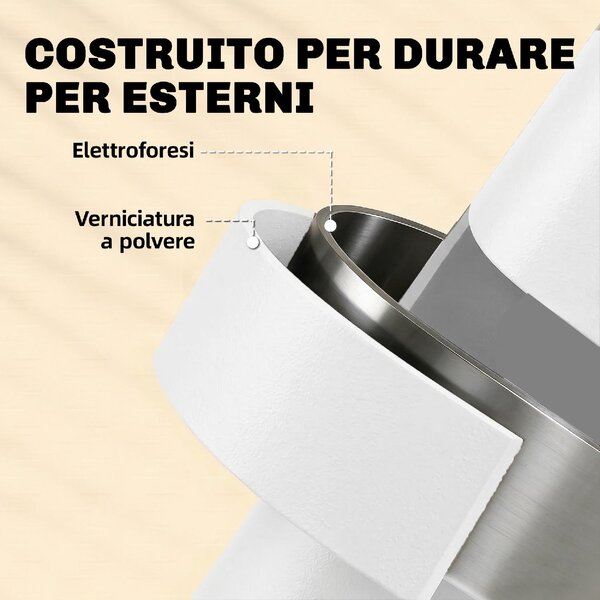 VivaGarden Salotto da Giardino con 2 Sedie e Tavolino in Metallo colore Bianco