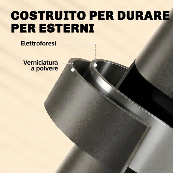 VivaGarden Salotto da Giardino con 2 Sedie e Tavolino in Metallo colore Nero