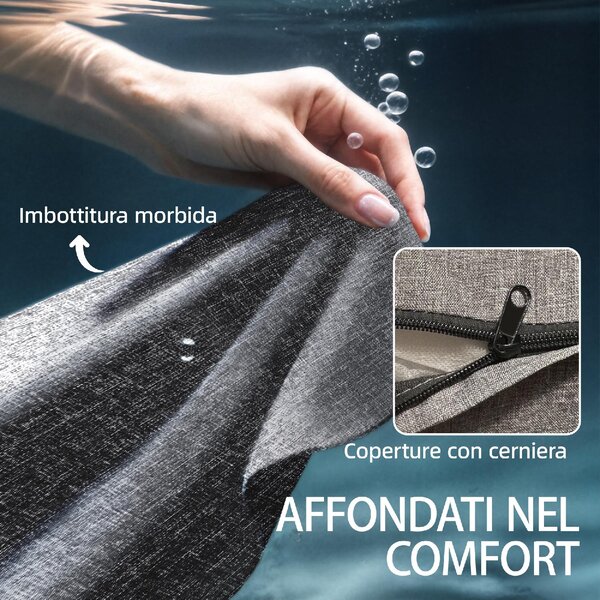 VivaGarden Salotto da Giardino con Divano 2 Posti 2 Poltrone e Tavolino con Cuscini in Legno di Acacia/Metallo colore Grigio