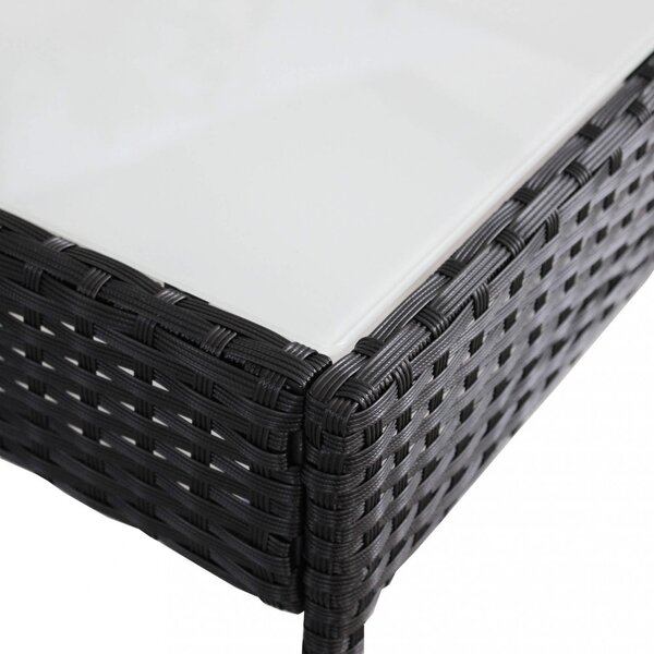 VivaGarden Salotto da Giardino con Divano 2 Posti 2 Poltrone e Tavolino con Cuscini in Acciaio e Wicker colore Nero