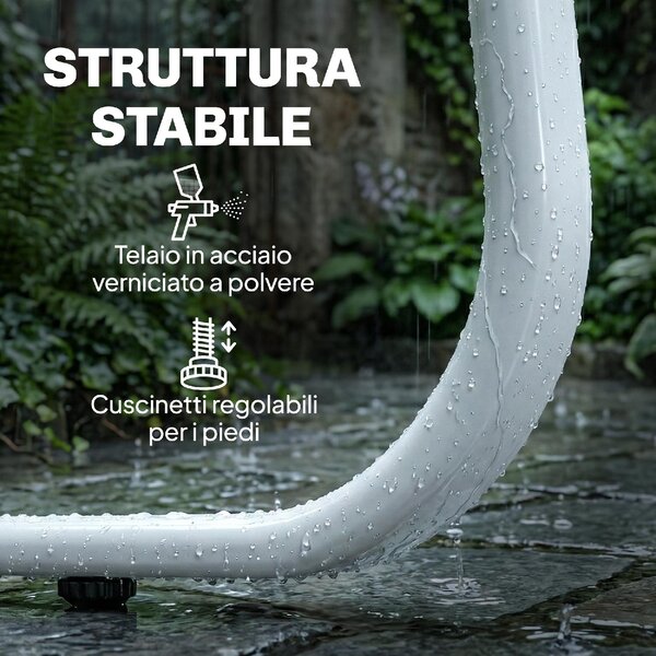 VivaGarden Salotto da Giardino con Divano 2 Posti 2 Poltrone e Tavolino in Acciaio/Texteline colore Cachi/Bianco