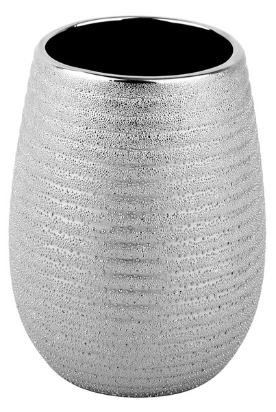 Bicchiere porta spazzolini Iris in ceramica argento