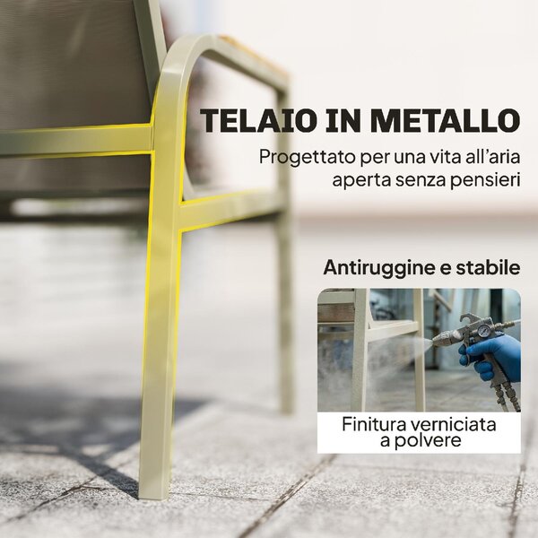 VivaGarden Salotto da Giardino con Divano 2 Posti 2 Poltrone e Tavolino in Metallo/Texteline colore Verde