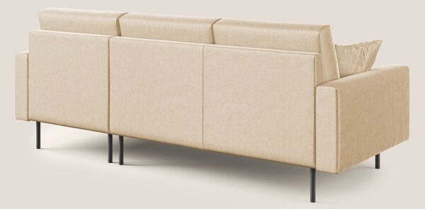 Arthur divano moderno angolare in velluto morbido impermeabile T01 bei