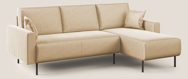 Arthur divano moderno angolare in velluto morbido impermeabile T01 bei