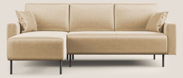 Arthur divano moderno angolare in velluto morbido impermeabile T01 bei