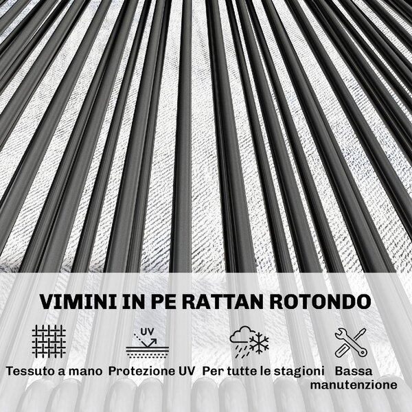 VivaGarden Salotto da Giardino con Divano 2 Posti 2 Sedie e Tavolino in Rattan PE/Metallo colore Nero