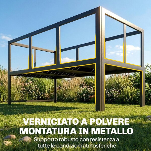 VivaGarden Salotto da Giardino con Divano Angolare 4 Posti e Tavolino con Cuscini in Metallo/Poliestere colore Grigio