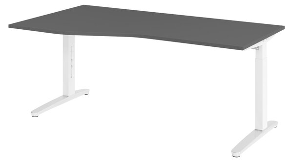 Scrivania bümö Serie XB - Decorazione: grafite, dimensioni: 180 x 100 cm, struttura: bianco/alluminio lucido