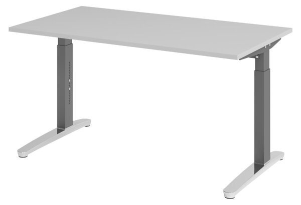 Scrivania bümö Serie XB - Finitura: grigio, struttura: grafite/alluminio lucido, dimensioni: 140 x 80 cm