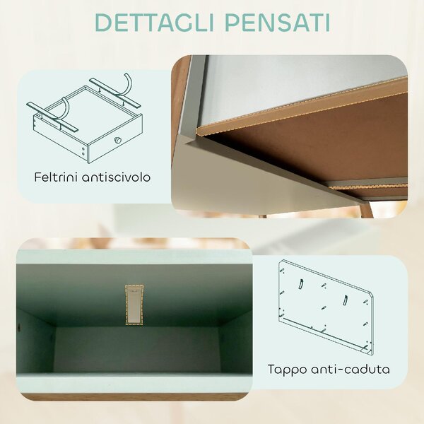 DecHome Scrivania per Bambini 5-12 Anni 2 Cassetti 3 Ripiani in Legno 90x52x105 cm colore Verde