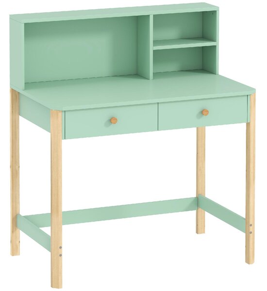 DecHome Scrivania per Bambini 5-12 Anni 2 Cassetti 3 Ripiani in Legno 90x52x105 cm colore Verde
