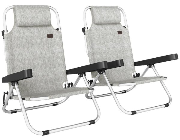 VivaGarden Sdraio da Giardino Pieghevole con Poggiatesta Set 2 Sdraio in Alluminio Dimensioni 62x61x80 cm colore Grigio