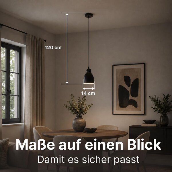 Lampada a sospensione nera, a 1 luce, con paralume compatto, altezza regolabile, marca ARTE LAMP. Braccio, attacco E27, potenza massima 60W, ideale per tavoli da pranzo. Dimensioni: 14 x 14 x 16 cm. Codice prodotto: A2054SP-1BK