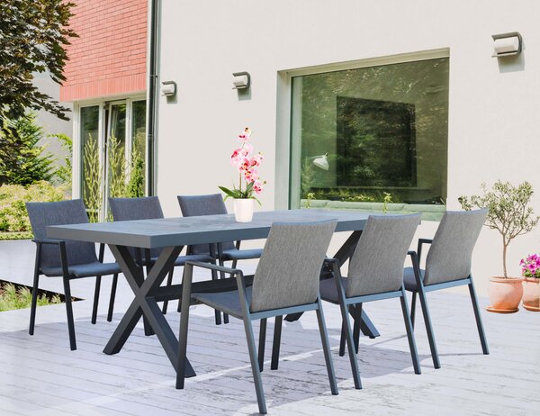 VivaGarden Sedia per Esterni Impilabile in Alluminio Dimensioni 55,5x60x83 cm colore Antracite