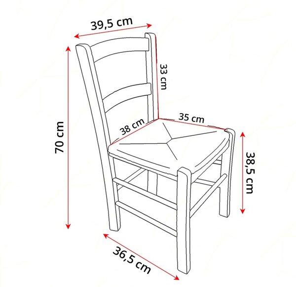 DecHome Sedia per Esterni in Legno con Seduta in Paglia Dimensioni 36,5x39.5x70h cm colore Noce - Venezia