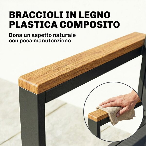 VivaGarden Sedia per Esterni Set 2 Sedie da Giardino Impilabili in Alluminio/Texteline Dimensioni 56x55x85 cm colore Grigio Scuro