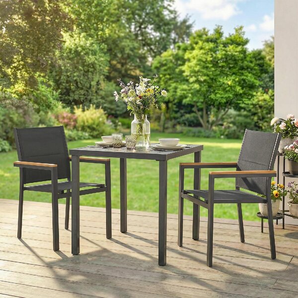 VivaGarden Sedia per Esterni Set 2 Sedie da Giardino Impilabili in Alluminio/Texteline Dimensioni 56x55x85 cm colore Grigio Scuro