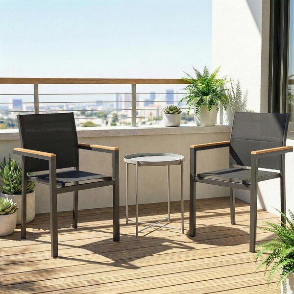 VivaGarden Sedia per Esterni Set 2 Sedie da Giardino Impilabili in Alluminio/Texteline Dimensioni 56x55x85 cm colore Grigio Scuro
