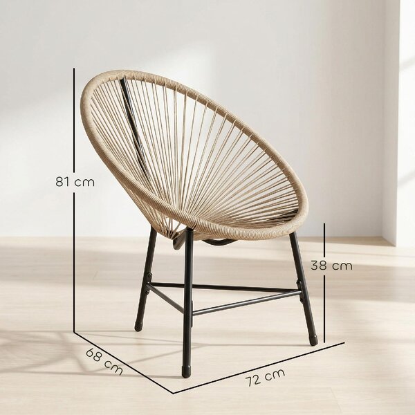 VivaGarden Sedia per Esterni Set 2 Sedie da Giardino in Rattan PE/Acciaio Dimensioni 72x68x81 cm colore Legno