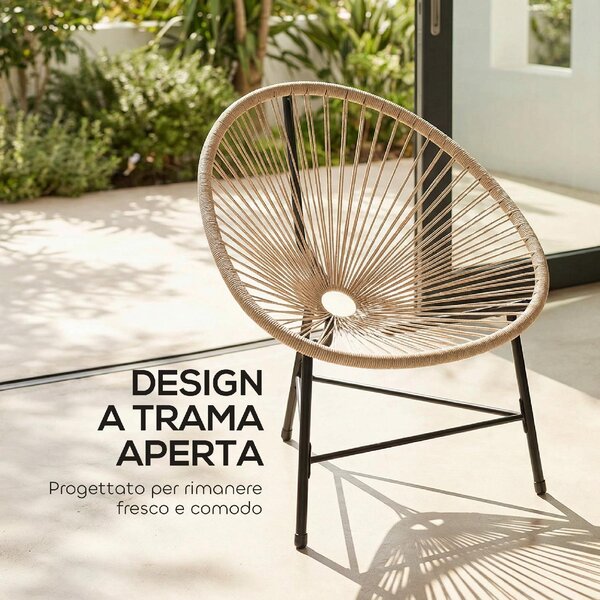 VivaGarden Sedia per Esterni Set 2 Sedie da Giardino in Rattan PE/Acciaio Dimensioni 72x68x81 cm colore Legno