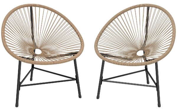 VivaGarden Sedia per Esterni Set 2 Sedie da Giardino in Rattan PE/Acciaio Dimensioni 72x68x81 cm colore Legno