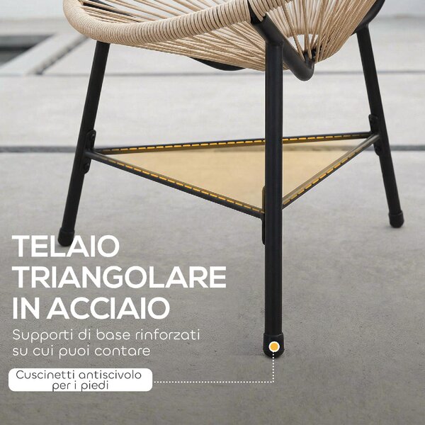 VivaGarden Sedia per Esterni Set 2 Sedie da Giardino in Rattan PE/Acciaio Dimensioni 72x68x81 cm colore Legno