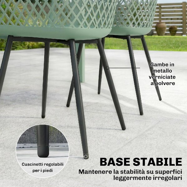 VivaGarden Sedia per Esterni Set 4 Sedie da Giardino con Braccioli in Metallo/PP Dimensioni 56x51x84 cm colore Verde