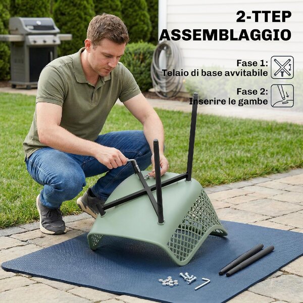 VivaGarden Sedia per Esterni Set 4 Sedie da Giardino con Braccioli in Metallo/PP Dimensioni 56x51x84 cm colore Verde