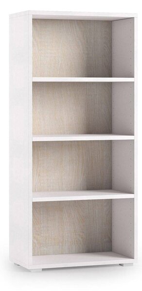 Libreria 3 ripiani bianca e rovere 60x130h cm - Aky