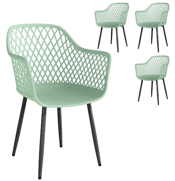 VivaGarden Sedia per Esterni Set 4 Sedie da Giardino con Braccioli in Metallo/PP Dimensioni 56x51x84 cm colore Verde