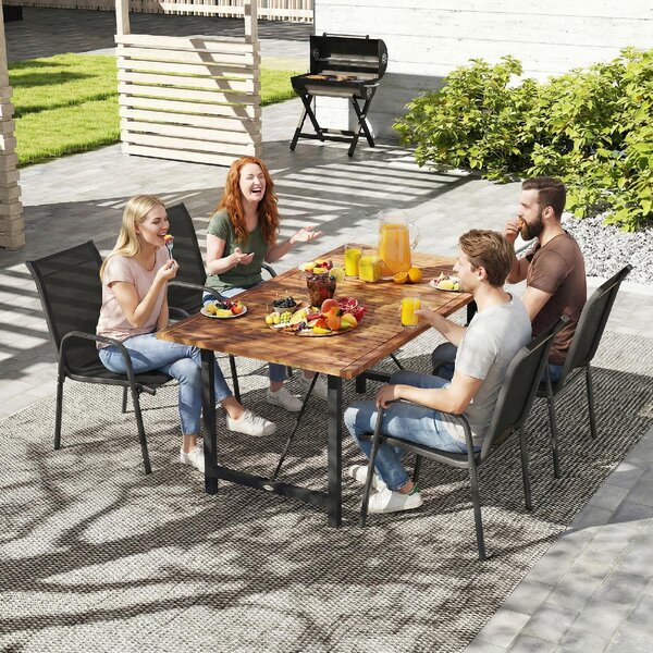 VivaGarden Sedia per Esterni Set 4 Sedie da Giardino Impilabili in Metallo/Poliestere Dimensioni 51x69x87 cm colore Nero