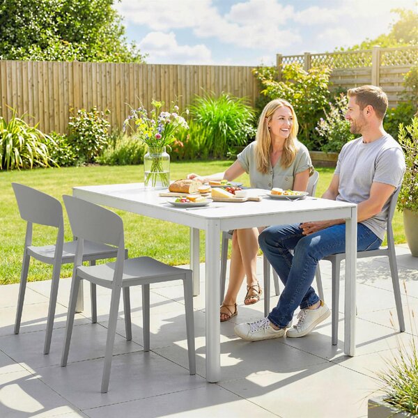 VivaGarden Sedia per Esterni Set 4 Sedie da Giardino Impilabili in PP Dimensioni 48x54x79 cm colore Grigio Chiaro