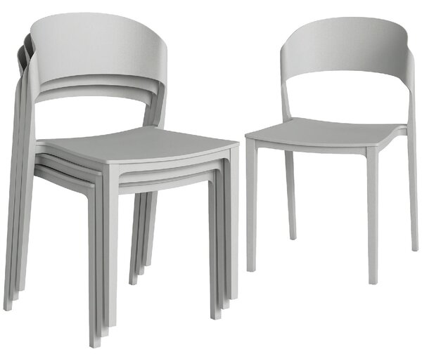 VivaGarden Sedia per Esterni Set 4 Sedie da Giardino Impilabili in PP Dimensioni 48x54x79 cm colore Grigio Chiaro