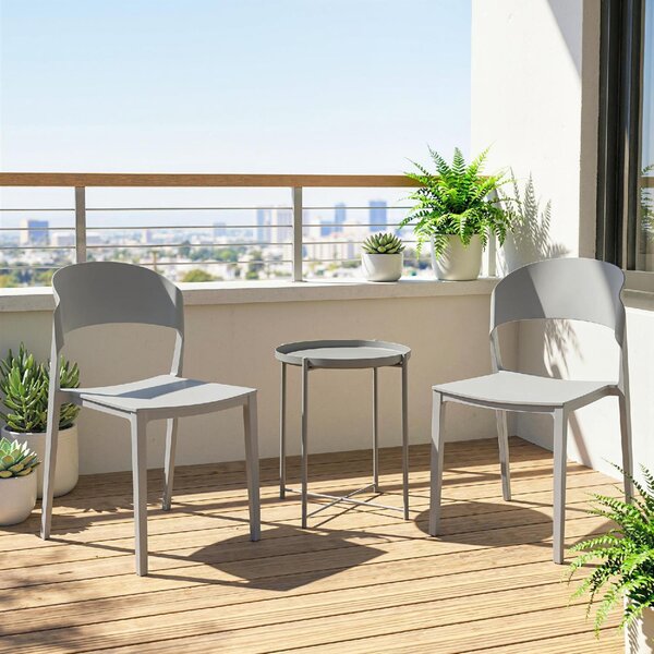 VivaGarden Sedia per Esterni Set 4 Sedie da Giardino Impilabili in PP Dimensioni 48x54x79 cm colore Grigio Chiaro
