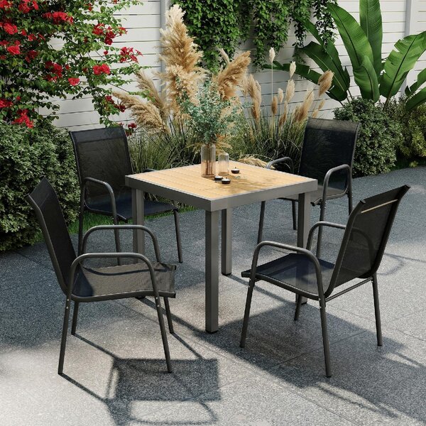 VivaGarden Sedia per Esterni Set 4 Sedie da Giardino Impilabili in Metallo/Poliestere Dimensioni 51x69x87 cm colore Nero