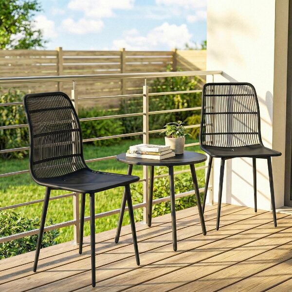 VivaGarden Sedia per Esterni Set 4 Sedie da Giardino in Metallo/PP Dimensioni 46x51x84.5 cm colore Nero