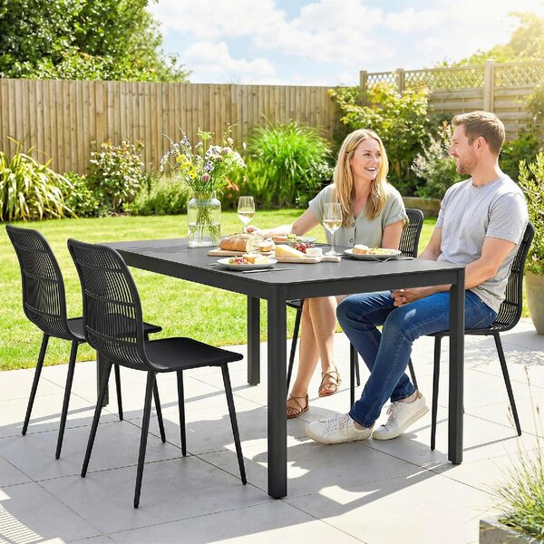 VivaGarden Sedia per Esterni Set 4 Sedie da Giardino in Metallo/PP Dimensioni 46x51x84.5 cm colore Nero