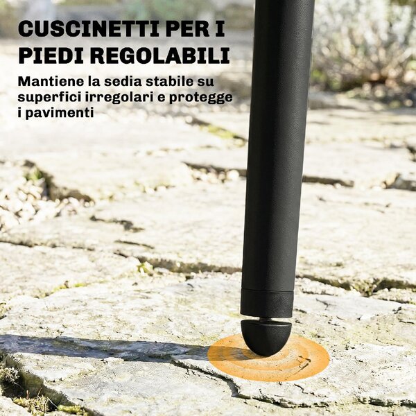 VivaGarden Sedia per Esterni Set 4 Sedie da Giardino in Metallo/PP Dimensioni 46x51x84.5 cm colore Nero