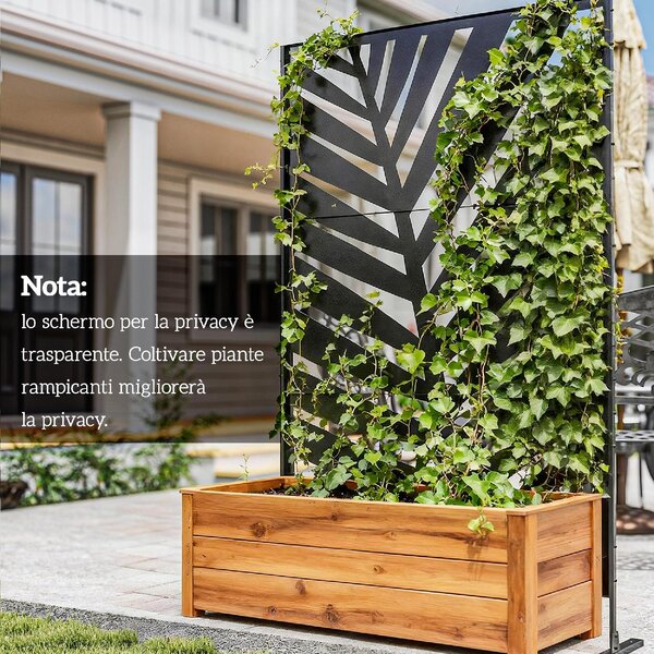 VivaGarden Separ Divisorio da Esterno Decorativo 3 Ante Verticali in Acciaio 122x45x198 cm colore Nero