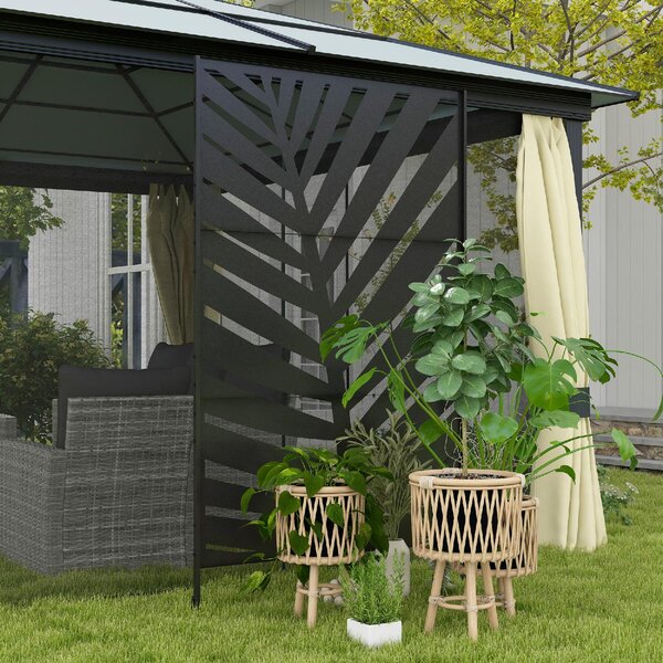 VivaGarden Separ Divisorio da Esterno Decorativo 3 Ante Verticali in Acciaio 122x45x198 cm colore Nero