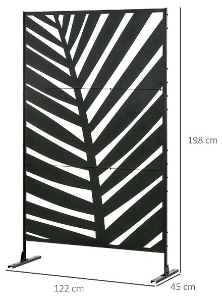 VivaGarden Separ Divisorio da Esterno Decorativo 3 Ante Verticali in Acciaio 122x45x198 cm colore Nero