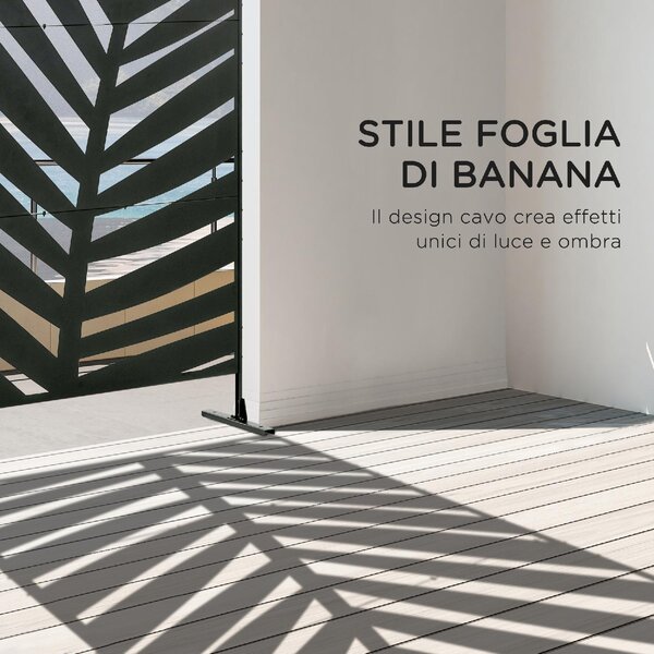 VivaGarden Separ Divisorio da Esterno Decorativo 3 Ante Verticali in Acciaio 122x45x198 cm colore Nero