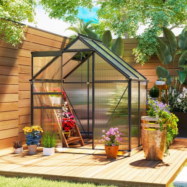VivaGarden Serra da Giardino con Porta a Battente in Policarbonato/Alluminio 192.5x131x200 cm colore Grigio