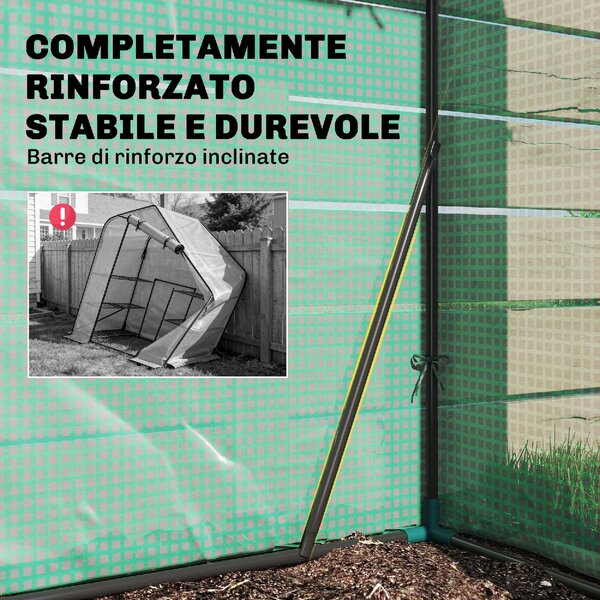 VivaGarden Serra da Giardino con Scaffale a 2 Ripiani e Porta Avvolgibile 143x73x195 cm colore Verde